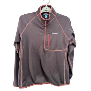 Eddie‎ Bauer High Route Grid Fleece Womens L FreeHeat Pullover Burgundy